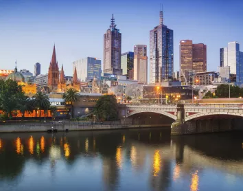 Melbourne city night bridge